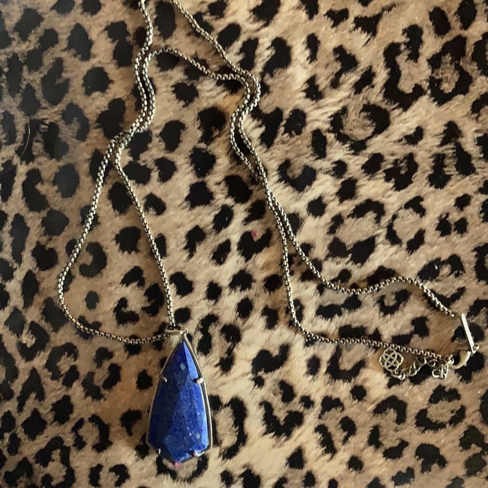 Kendra Scott Long Blue Pendant Necklace in Gold